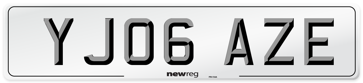 YJ06 AZE Number Plate from New Reg